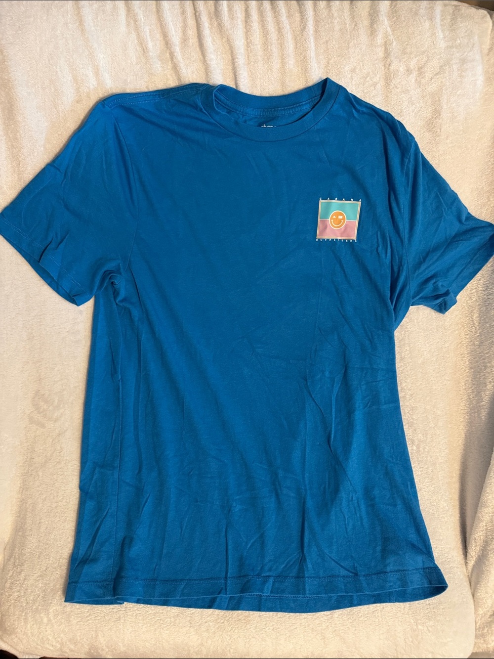 crown & ivy Teal Blue Short-Sleeve Tee with Smiley Patch